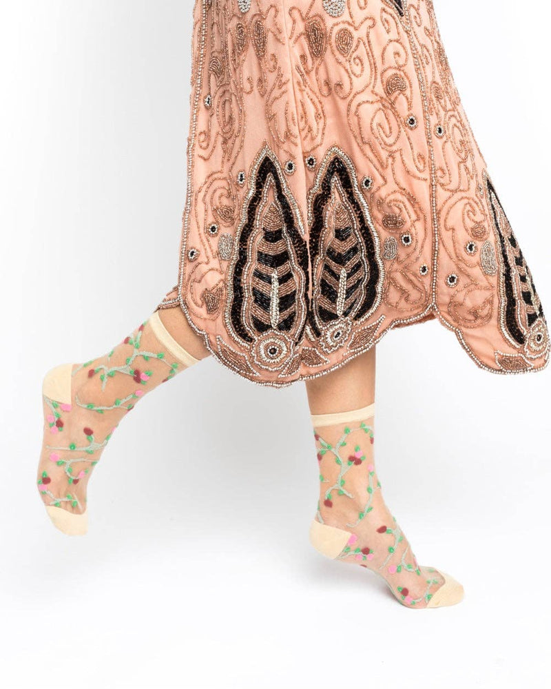 Sock Candy - Sheer Rosettes Crew Sock