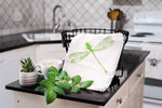 Green Bee Tea Towels - Dragonfly Flour Sack Kitchen Tea Towel: Black