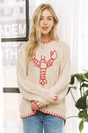 MY LOVELY LOBSTER CASUAL PULLOVER SWEATER: (blue or beige) S-M-L