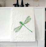 Green Bee Tea Towels - Dragonfly Flour Sack Kitchen Tea Towel: Black