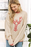 MY LOVELY LOBSTER CASUAL PULLOVER SWEATER: (blue or beige) S-M-L