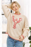 MY LOVELY LOBSTER CASUAL PULLOVER SWEATER: (blue or beige) S-M-L