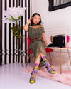 Sock Candy - Mixed Sunflowers Black Sheer Crew Sock