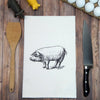 Green Bee Tea Towels - Pig Flour Sack Kitchen Tea Towel: Black