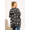 ALL OVER STAR PRINT HOODIE SWEATER CARDIGAN: Charcoal