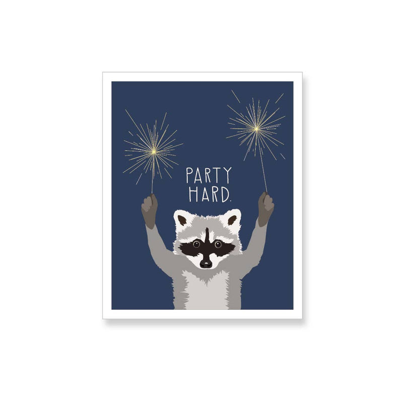 Party Hard Raccoon, Vinyl Sticker