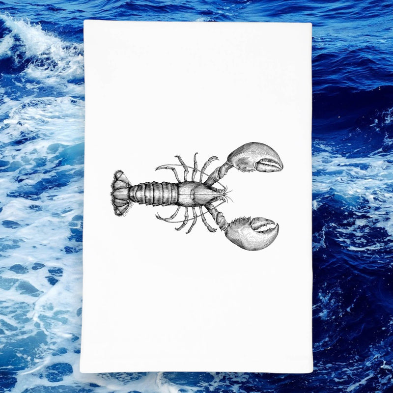 Green Bee Tea Towels - Lobster Dish Towel | Tea Towels | Ocean Kitchen Tea Towels: Red