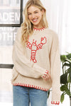 MY LOVELY LOBSTER CASUAL PULLOVER SWEATER: (blue or beige) S-M-L