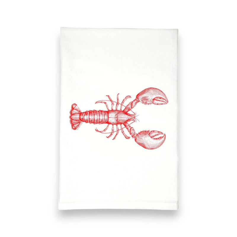Green Bee Tea Towels - Lobster Dish Towel | Tea Towels | Ocean Kitchen Tea Towels: Red