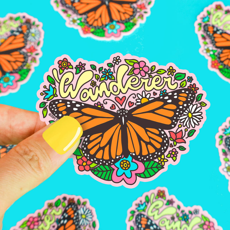 Butterfly Wanderer Wanderlust Art Vinyl Sticker