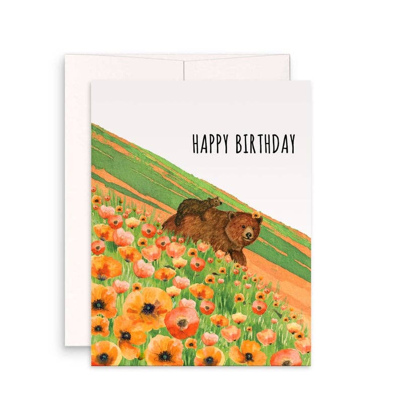 Liyana Studio - Poppies Field Bears - Funny Birthday Card