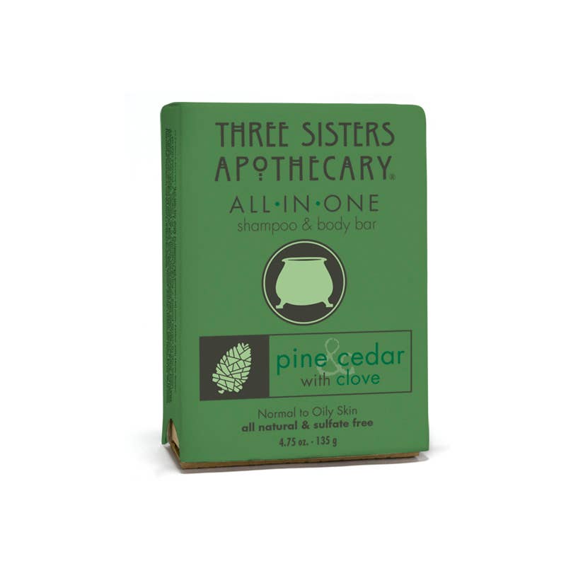 Three Sisters Apothecary - Shampoo & Body Bar  All in One Bar Pine, Clove & Cedar