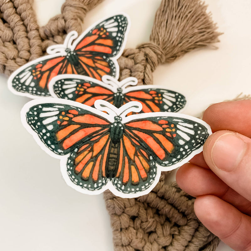 Monarch Butterfly Watercolor Nature Matte Vinyl Sticker