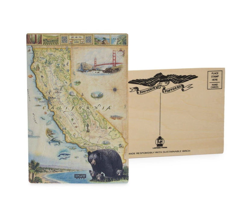 XPLORER MAPS - California State Wooden Postcard