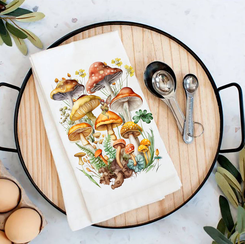 Avery Lane Gifts - Vintage Mushrooms Botanicals Fairy Flour Sack Tea Towel