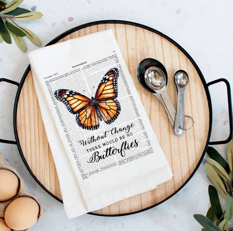 Avery Lane Gifts - Vintage Monarch Butterfly Quote Flour Sack Tea Towel