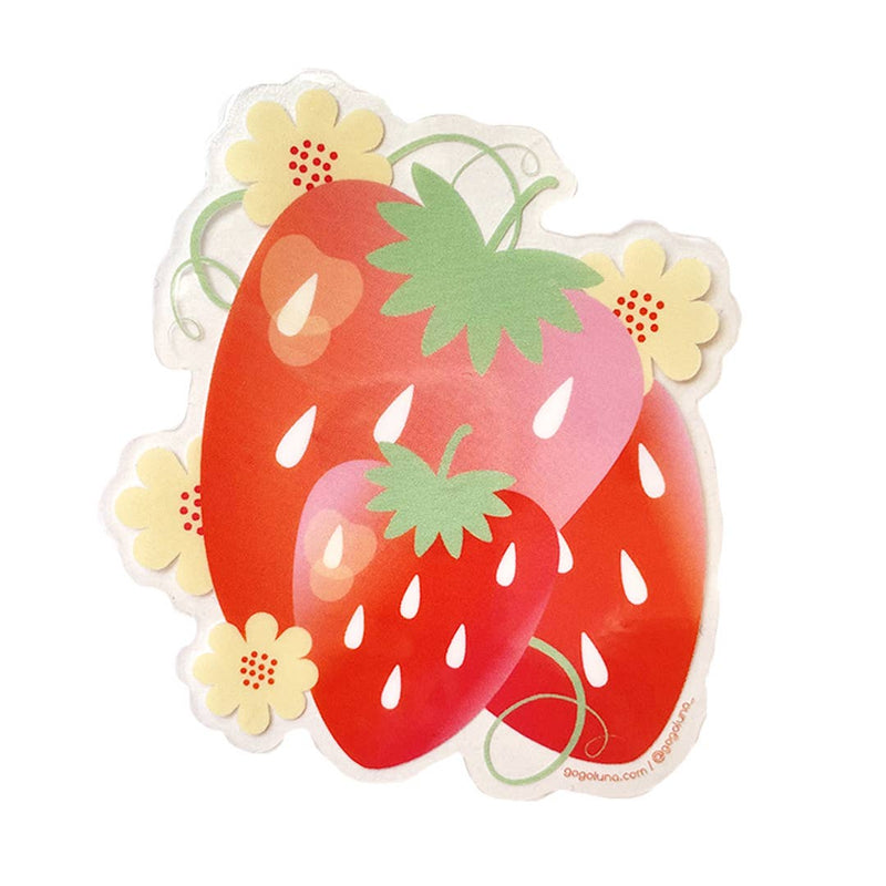 Summertime Strawberry 3" Clear Vinyl Sticker