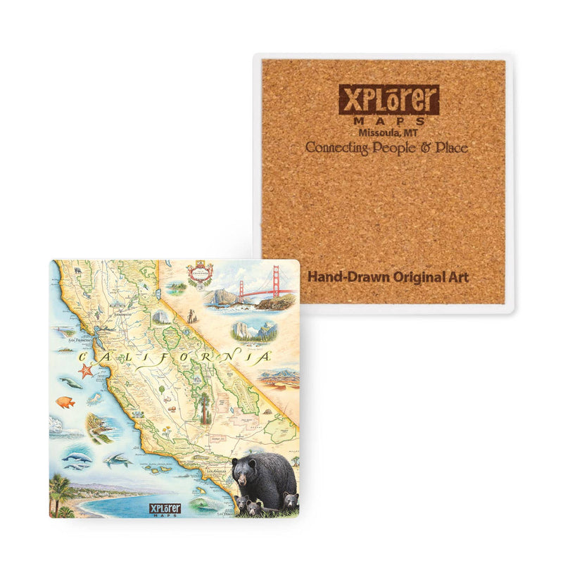 XPLORER MAPS - California State Map Ceramic Coaster
