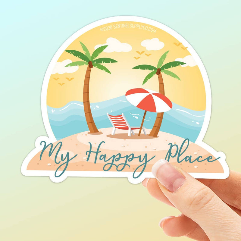 My Happy Place Beach Sticker - Ocean Waves Shore Decal