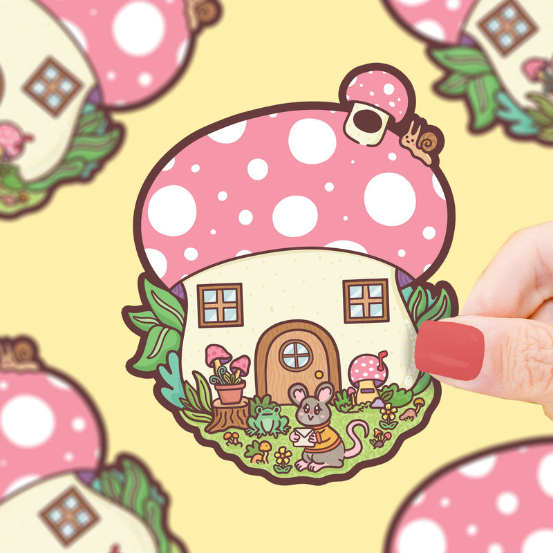 Turtle's Soup - Mushroom House Cute Cottage Core  Vinyl Sticker
