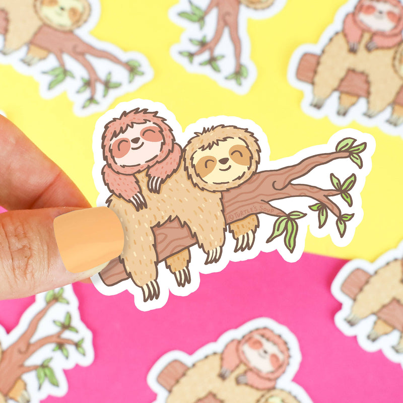 Lazy Sloths Best Friends Family Nap Time Cute Vinyl Sticker