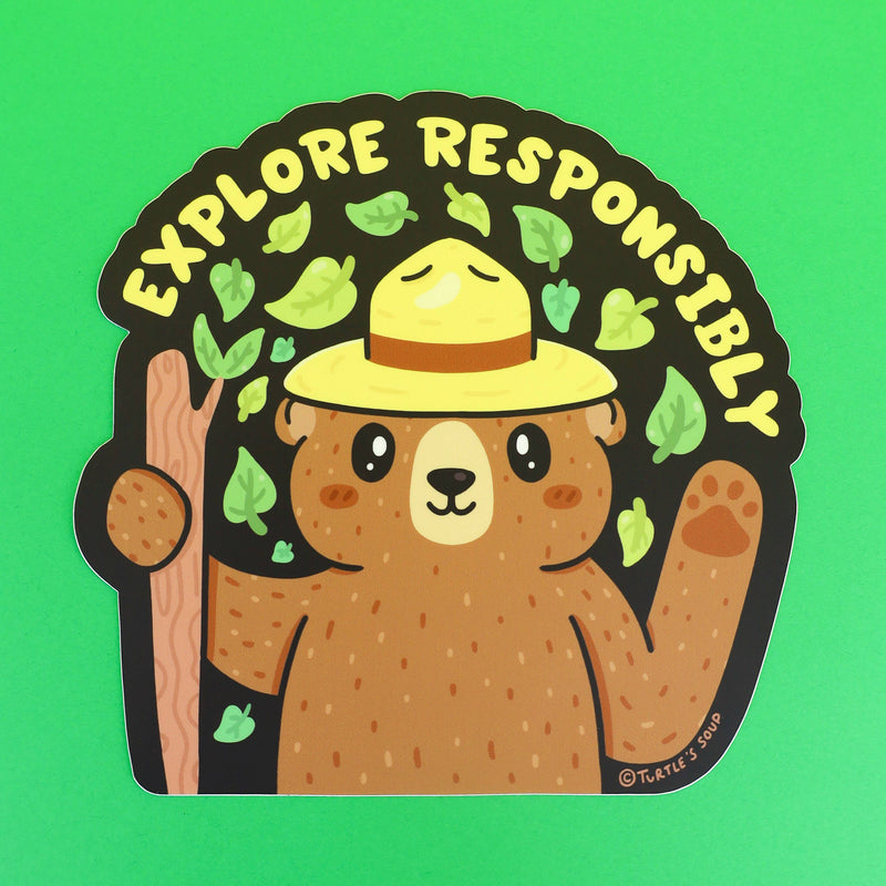 Explore Responsibly Bear Peek-a-boo Car Vinyl Sticker