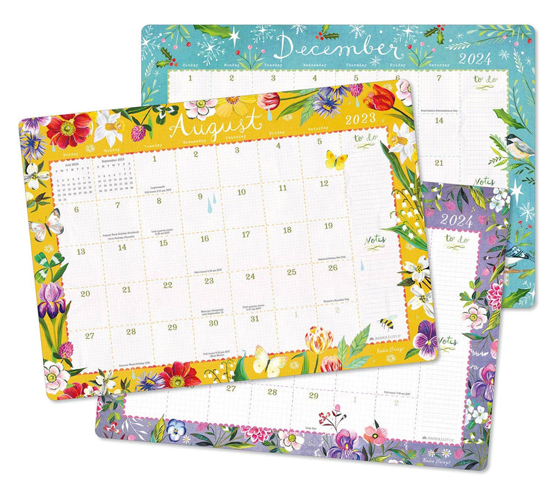 Amber Lotus Publishing - Katie Daisy 2023-2024 Desk Pad Monthly Calendar