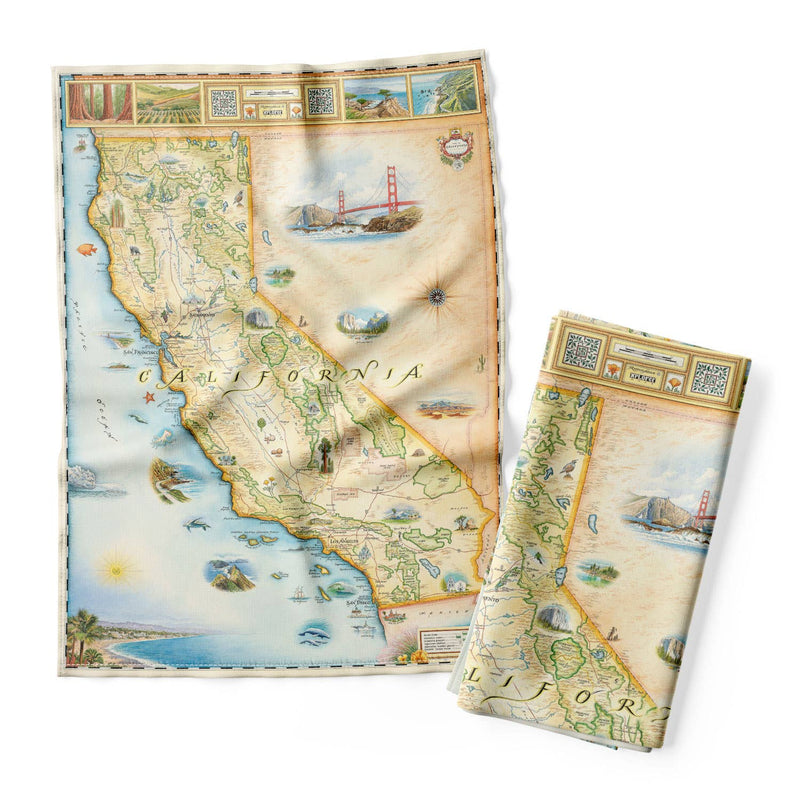 XPLORER MAPS - California State Map Kitchen Towel