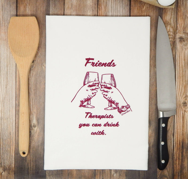Green Bee Tea Towels - Friends Therapists You Can Drink With Funny Tea Towel
