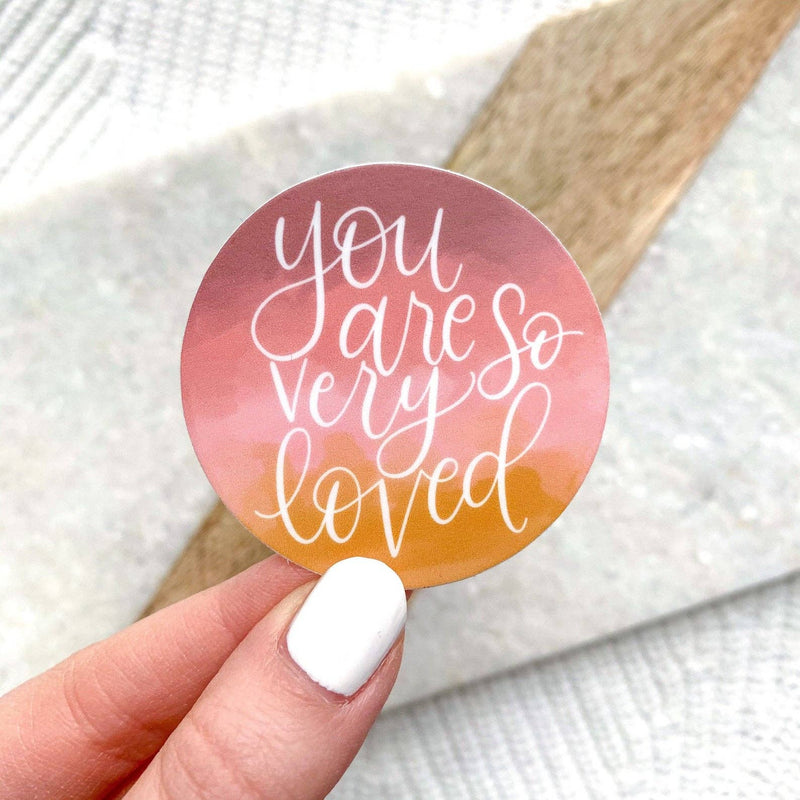 You Are So Very Loved Pink and Yellow 2x2in. Sticker