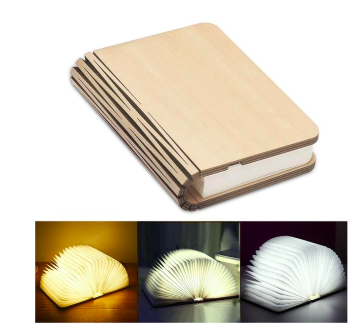 Homerely - LED Wooden Book Night Light