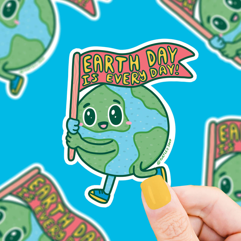 Turtle's Soup - Earth Day Is Everyday Environmentalist Planet Vinyl Sticker