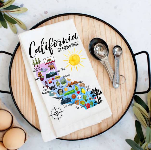 Avery Lane Gifts - California State Map Souvenir Cotton Tea Towel