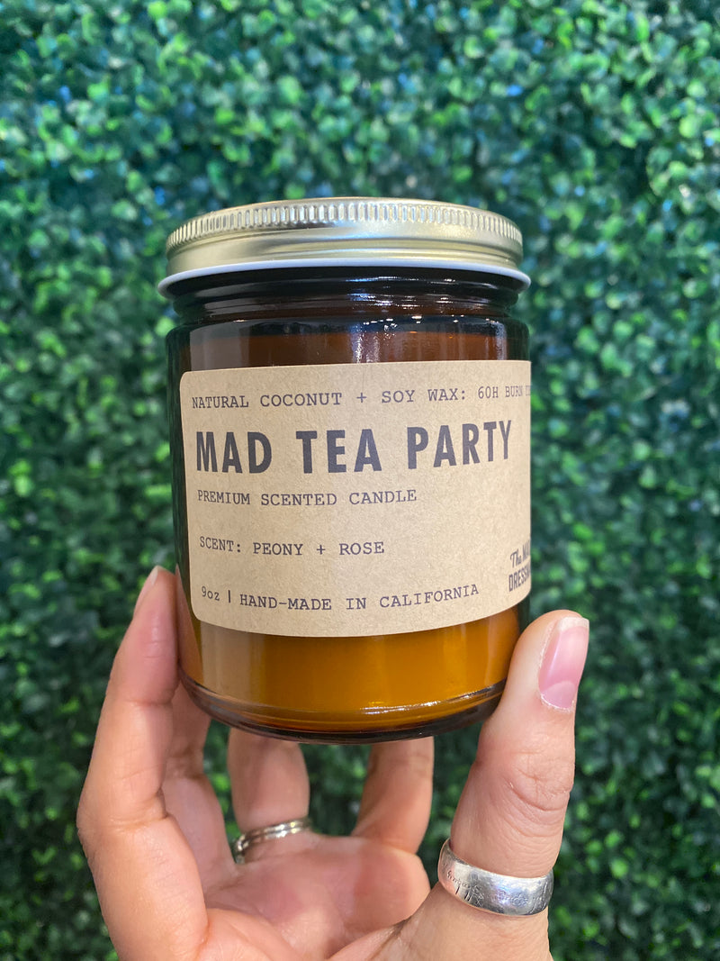Mad Tea Party: Rose + Peony Coconut Soy Bees Wax Scented Candle