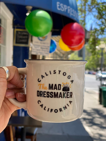 The Mad Dressmaker Black Lip Ceramic Camper 13oz. Mug