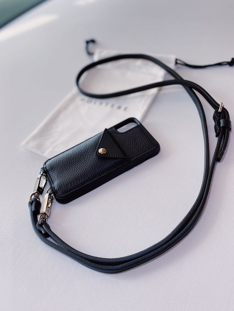 The Manhattan Black | Genuine Pebbled Leather iPhone Case Crossbody iPhone 6/7/8 Plus